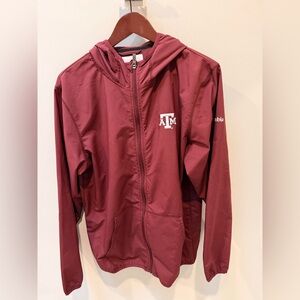 Columbia Maroon Hooded Windbreaker with Texas A&M Logo